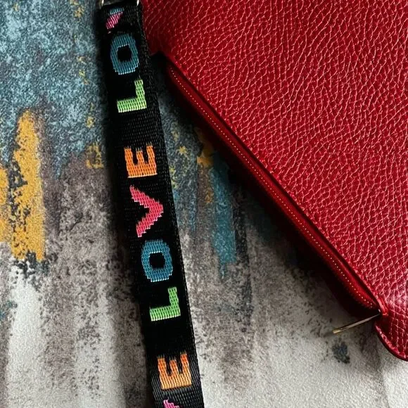 Red Heart-Shaped Clutch with LOVE Strap NWOT - Picture 2 of 7